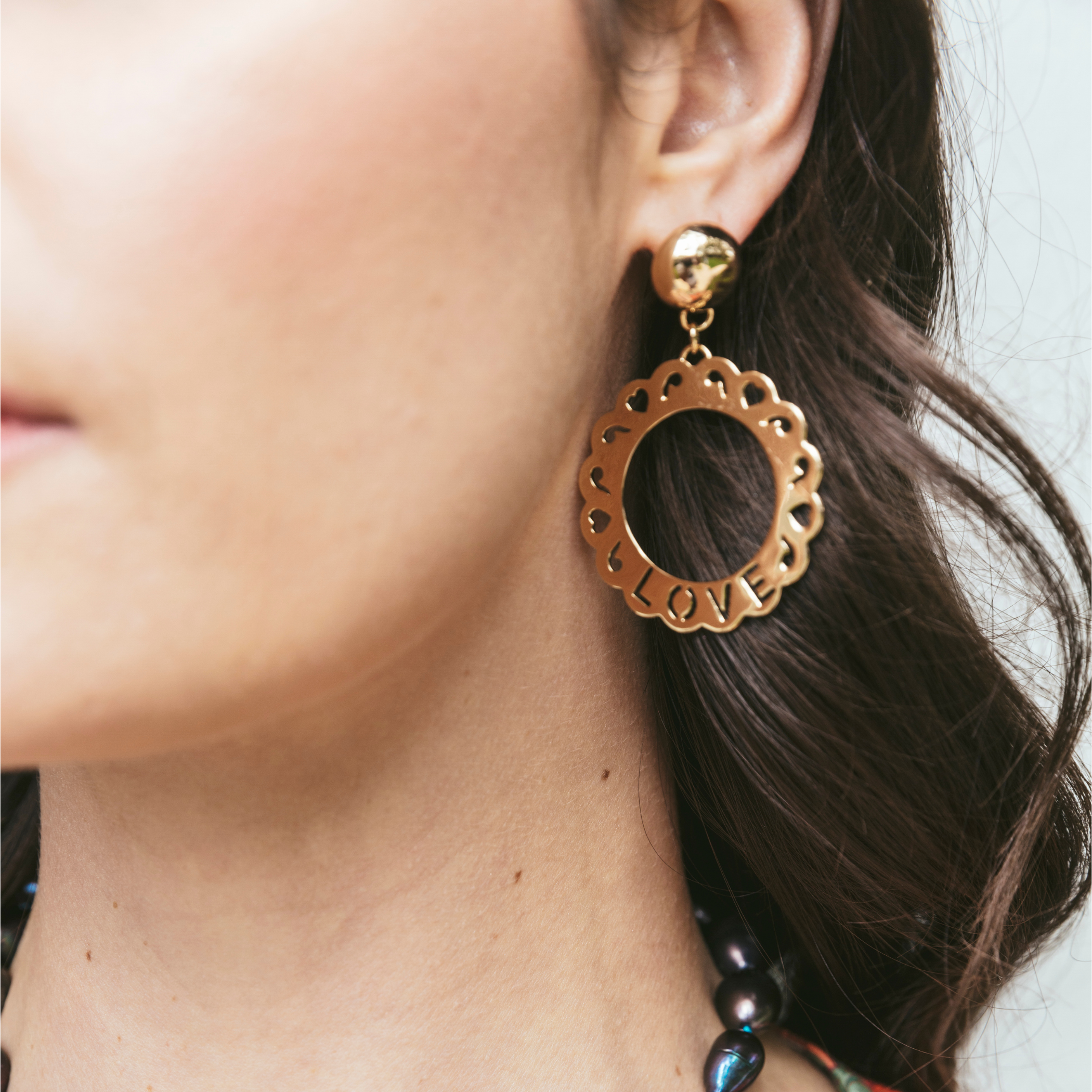 LOVE Cutout Disk Earrings