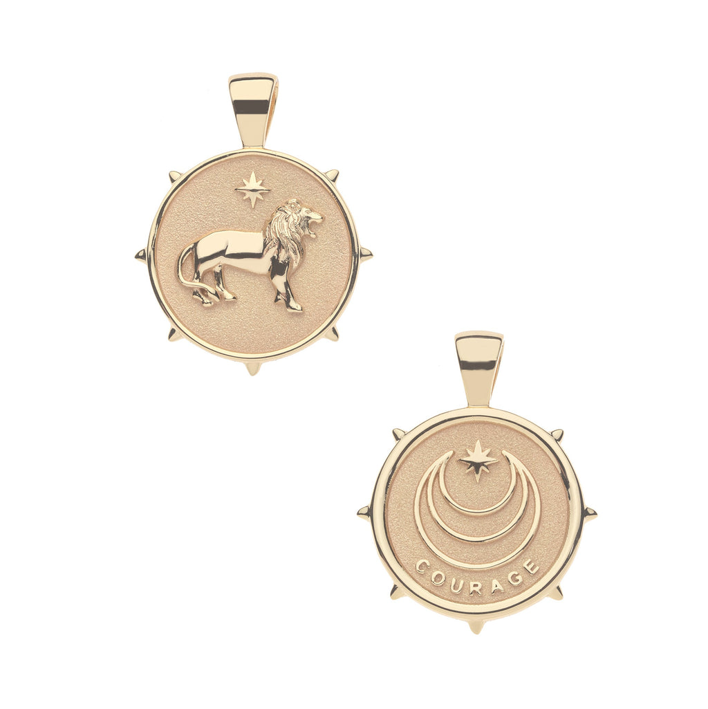 COURAGE JW Small Pendant Coin in Solid Gold